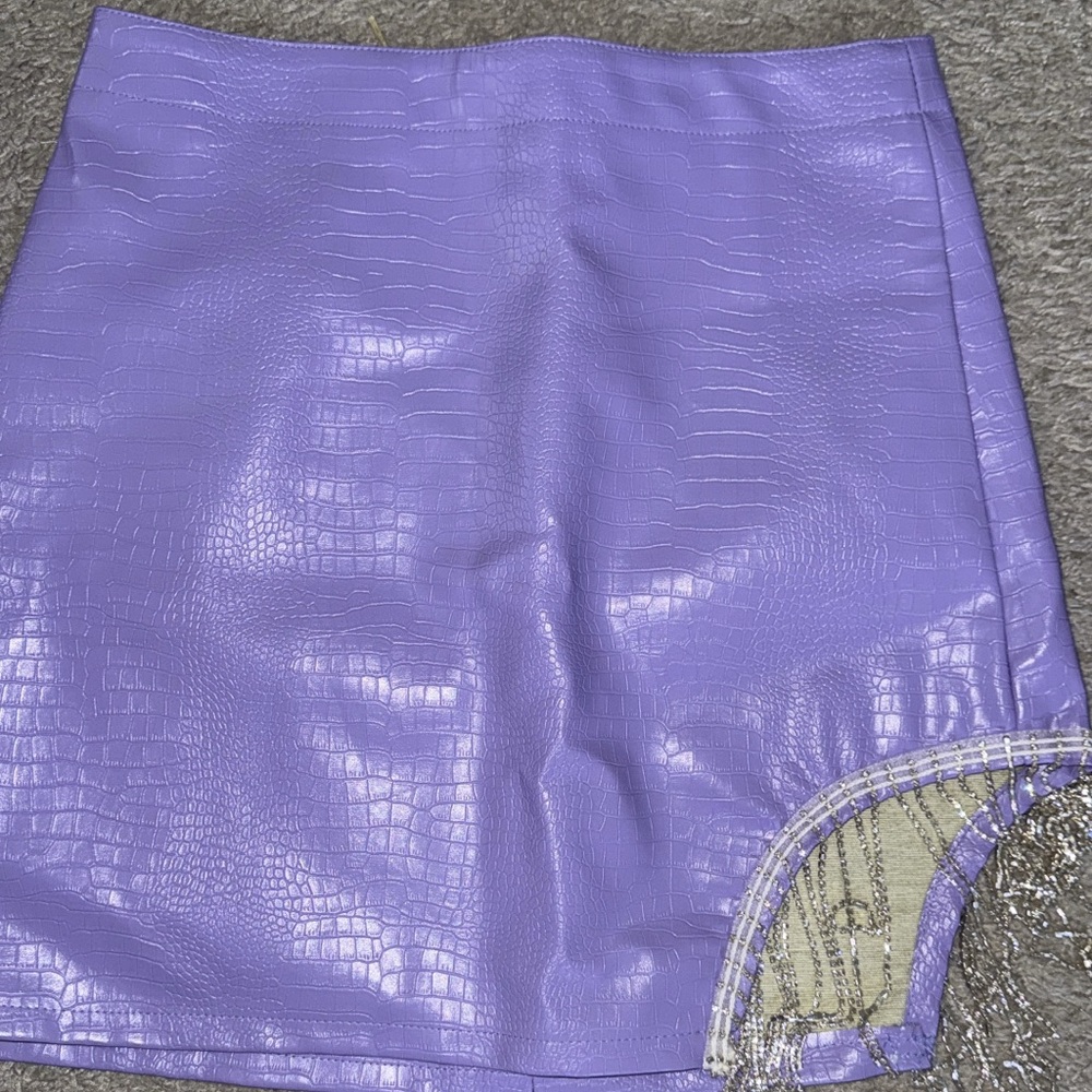 Purple Croc-Embossed Women Shorts